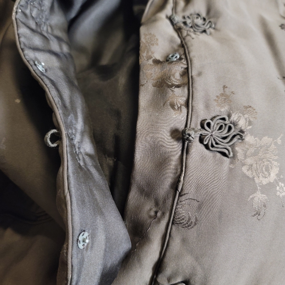 Vintage 100 Percent Silk Brown 2 pocket jacket - Picture 7 of 8